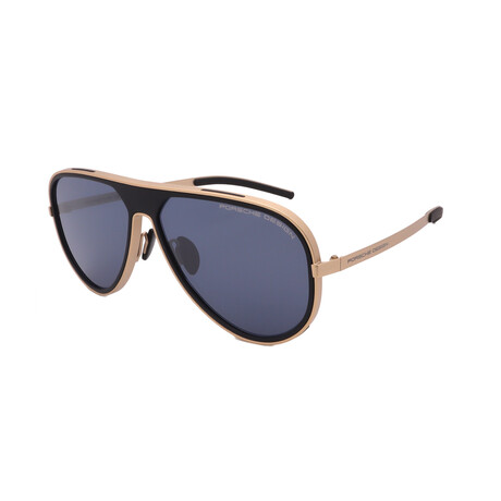 Men's // Porsche P8684-B267 Aviator Sunglasses // Matte Black Gold + Grey Lenses