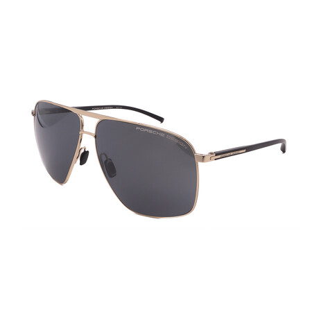 Men's // Porsche P8933-B388 Aviator Sunglasses // Light Gold + Grey Lenses