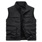 Mock Neck Utility Vest // Black (L)