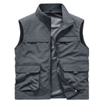 Mock Neck Utility Vest // Dark Gray (M)