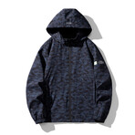 Camo Hooded Bomber Jacket // Dark Blue (S)