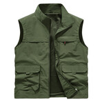 Mock Neck Utility Vest // Army Green (L)