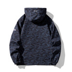 Camo Hooded Bomber Jacket // Dark Blue (L)