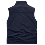 Mock Neck Zip Up Vest // Dark Blue (XS)