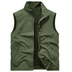 Mock Neck Zip Up Vest // Army Green (L)