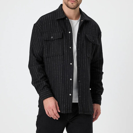 Striped Flannel Shirt // Black (XS)