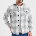 Checkered Flannel Shirt // White + Gray + Light Gray (XL)