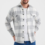 Checkered Flannel Shirt // White + Gray + Light Gray (XL)