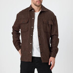 Striped Flannel Shirt // Brown (XS)