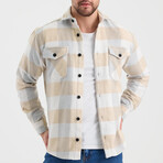 Checkered Flannel Shirt // White + Light Yellow + Light Gray (XS)