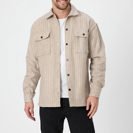 Striped Flannel Shirt // Beige (XS)