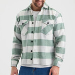 Checkered Flannel Shirt // White + Light Green + Light Gray (S)