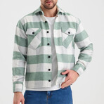 Checkered Flannel Shirt // White + Light Green + Light Gray (S)