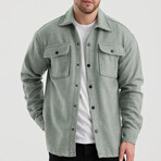 Front Pockets Shacket // Light Green (L)