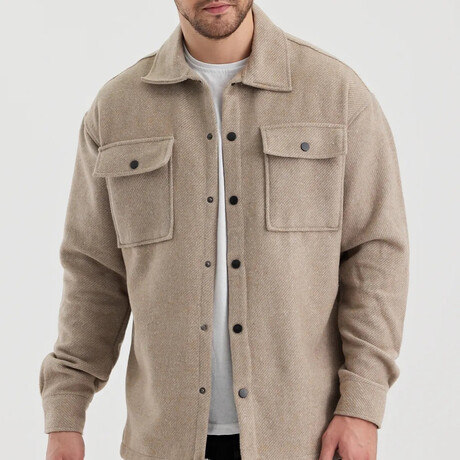 Front Pockets Shacket // Beige (XS)