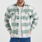 Checkered Flannel Shirt // White + Light Green + Light Gray (S)