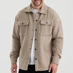 Front Pockets Shacket // Beige (L)