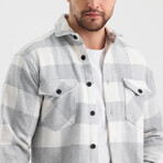 Checkered Flannel Shirt // White + Gray + Light Gray (XL)