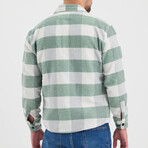 Checkered Flannel Shirt // White + Light Green + Light Gray (S)