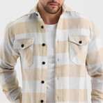 Checkered Flannel Shirt // White + Light Yellow + Light Gray (XS)