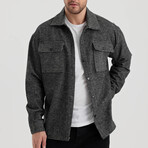 Textured Front Pockets Shacket // Dark Gray (XS)