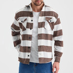 Checkered Flannel Shirt // White + Brown + Light Gray (XS)