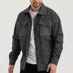 Textured Front Pockets Shacket // Dark Gray (XS)