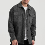 Textured Front Pockets Shacket // Dark Gray (XS)