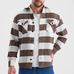 Checkered Flannel Shirt // White + Brown + Light Gray (XS)