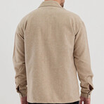 Textured Front Pockets Shacket // Beige (L)