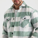 Checkered Flannel Shirt // White + Light Green + Light Gray (S)