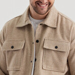 Textured Front Pockets Shacket // Beige (L)