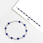 8 1/5ct TGW Created Blue Sapphire and Diamond Accent Heart Link Tennis Bracelet // 7 in