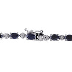 11 1/6ct TGW Black Sapphire and Diamond Accent Tennis Bracelet // 7.25 in