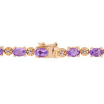 7 1/5ct TGW Oval-Cut Amethyst and Diamond Accent Tennis Bracelet // 7.25 in