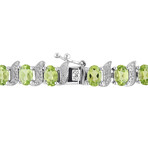 11 1/3ct TGW Peridot and Diamond Accent S-Link Bracelet // 7 in