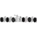 14 7/8ct TGW Black Sapphire and Diamond Accent S-Link Bracelet // 7 in