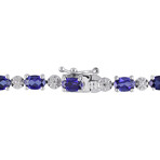 9 7/8ct TGW Created Blue Sapphire and Diamond Accent Bracelet // 7.25 in