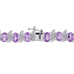 9 5/8ct TGW Amethyst and Diamond Accent Bracelet in Sterling Silver // 7 in