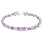 14 1/4ct TGW Created Pink and Created White Sapphire Bracelet // 7.25 in