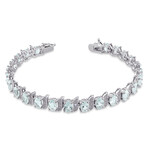 9 5/8ct TGW Aquamarine and Diamond Accent S-Link Bracelet // 7 in