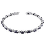 11 1/6ct TGW Black Sapphire and Diamond Accent Tennis Bracelet // 7.25 in