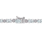 7 1/5ct TGW Aquamarine and Diamond Accent Tennis Bracelet // 7.25 in