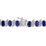 13 1/5ct TGW Created Blue Sapphire and Diamond Accent S-Link Bracelet // 7 in