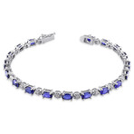 9 7/8ct TGW Created Blue Sapphire and Diamond Accent Bracelet // 7.25 in