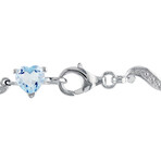 8 2/5ct TGW Sky Blue Topaz and Diamond Accent Heart Link Bracelet // 7 in