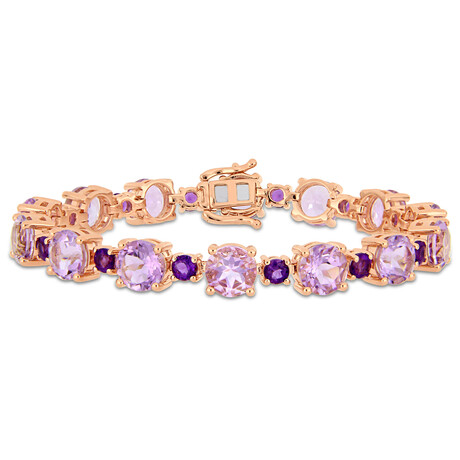 25ct TGW Rose de France and Africa-Amethyst Tennis Bracelet // 7.25 in