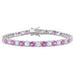 14 1/4ct TGW Created Pink and Created White Sapphire Bracelet // 7.25 in