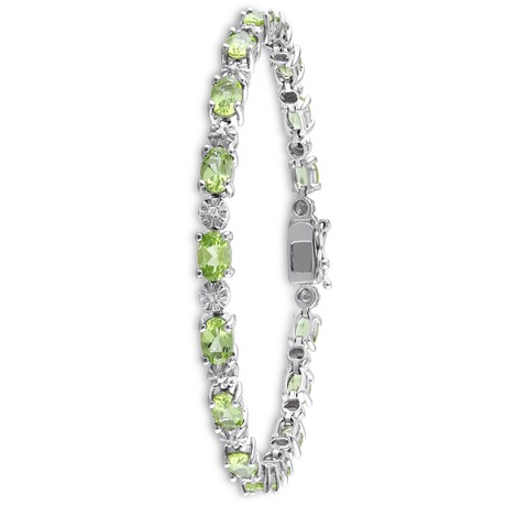 8 1/2ct TGW Peridot and Diamond Bracelet // 7.25 in