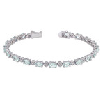 7 1/5ct TGW Aquamarine and Diamond Accent Tennis Bracelet // 7.25 in